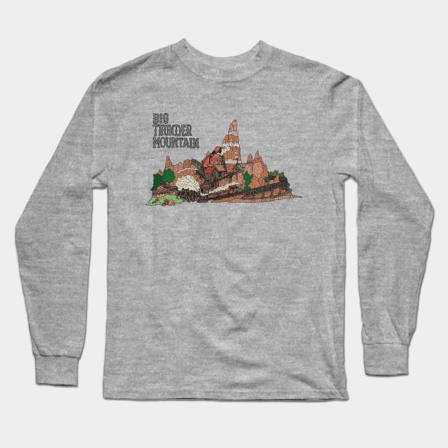 Big Thunder Mountain Railroad Long Sleeve T-Shirt by JennyGreneIllustration